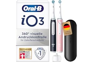 ‎ORAL-B Oral-B iO Series 3 Elektrische Zahnbürste Doppelpack — Electric Toothbrush, Inkl. 2 Aufsteckbürsten — 3 Modi für Zahnpflege, TESTSIEGER Stiftung Warentest (12/2024), Designed by Braun, Schwarz/Rosa