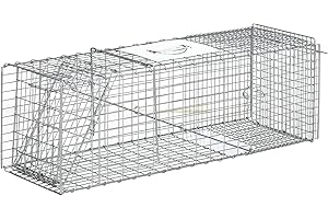 Outsunny Trampa para Animales Vivos Plegable 93x31x34,5 cm Jaula de Captura de Alambre con Puerta y Asa para Conejos Ratas Roedores Plata