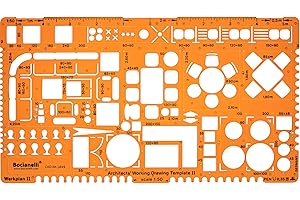 BOCIANELLI Architect Stencil 1:50 - Architectural Template - Furniture Symbols for Interior Design - Technical Drawing Stencil - Architecture Template for Technical Drawing - 1:50 Scale
