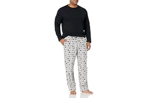Amazon Essentials Conjunto de Pijama con Pantalón de Franela y Camiseta de Manga Larga Hombre