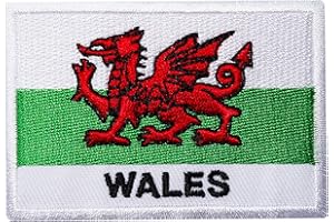 ELLU Wales Flag Embroidered Iron/Sew On Patch Welsh Dragon Rugby UK Shirt Bag Badge