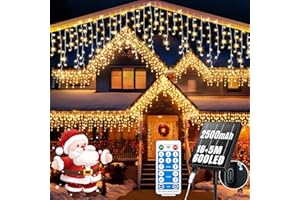 RJEDL 2500mAh Solar Cortina Luces Navidad Exterior, 18+5M 600LED Impermeable LED Luces de Hadas de Cortina, Con 8 Modos & Temporizador y Memoria Solar Cortina Luces para Balcón Ventana Casa Barandilla