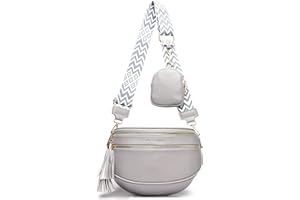 KUNKUN stylisch bauchtasche damen veganes leder crossbody bag umhängetasche brustbeutel moderne taschen mit breitem schultergurt mit münzgeldbörse-grau