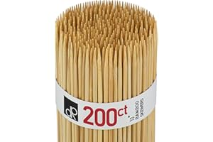 DecorRack 100 Pack Natural Bamboo Skewers 25 cm, Long Wooden Skewer Sticks for BBQ, Kebab, Grilling, Marshmallows, Smores, Fruits, Appetizers, Fondue, DIY Crafting, Barbecue Accessories (100 Pack)