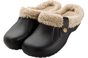 CELANDA Zuecos de Mujer Hombre Mules Invierno Caliente Forro Pantuflas Impermeable Zapatos de jardín Antideslizantes Zapatillas de Estar en Casa