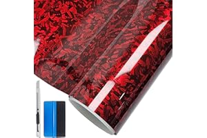 NewL Geschmiedete Kohlefaser, glänzend, rot, Vinyl-Aufkleber, blasenfrei, Luftfreigabe, DIY-Aufkleber, Auto, Fahrzeug, Morotrad, selbstklebend (rot-Silber, 30 cm x 100 cm)