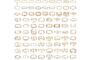 Dochais 82-114 Pièces Vintage Or Argent Knuckle Bague Femme, Bagues de Phalange Bohème, Opale, Creux, Sculpté, Fleurs Set Bagues Empilables Midi pour Femme Fille Hommes