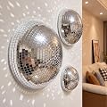 3 Pièces Boule Disco Decoration, Taille 10/15/20 cm, Argentée | Boule a Facette, Demi Boules Disco, pour Fêtes Rétro Disco, Décoration de Chambre et Anniversaires