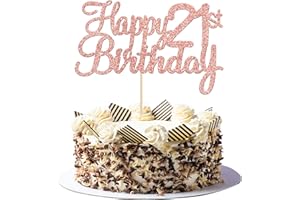 Gyufise 3 Pack Happy 21st Birthday Cake Topper Rose Gold Glitter 21 Cake Topper Happy 21 Birthday Cake Decoration for 21st Birthday Party Decoration Supplies