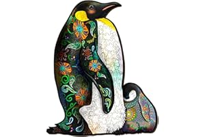 Blumuze Wooden Jigsaw Puzzles, Emperor Penguin Wooden Puzzles for Adults, Unique Shaped Animal Wood Puzzles, Wooden Animal Puzzles for Adults Kids with Wood Gift Box,180pcs-M-31 * 25.4cm