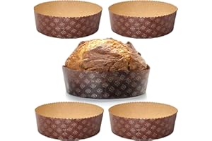 FAH FAMILY AT HOME FAH - Stampo Panettone Basso 500 gr Qualità Premium (5 pz) - Pirottini Panettone Professionale di Carta Ondulata di Pura Cellulosa in Microonda Progettato per Panettoni, Resistente al Calore 220°C