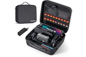 Groß Tasche Kompatibel mit Nintendo Switch 2 (2025), Deluxe Harte Tragetasche mit Taschen für Zubehör und Spielkarten, Portable Switch 2 Schutzhülle Hülle für Konsolle und Andere Zubehör, Schwarz