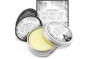 ‎TRITART Tritart Pinselseife Künstlerbedarf 40g - Pinselreiniger Acrylfarbe und Aquarell - Brush Soap Pinsel Seife - Malpinsel Reiniger Malen - Pinsel Reinigung - Pinselwascher vegan