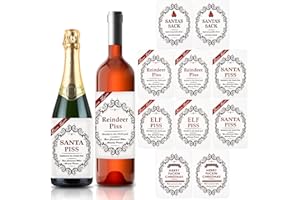‎FOHYLOY FOHYLOY Weihnachten Neuheit Flaschenetikett, 10 Stück Personalisierten Weinflaschenaufkleber, Weihnachten Lustige Weinflasche Etiketten, Kreativ Geschenk für Weihnachten Party-Dekoration (A)