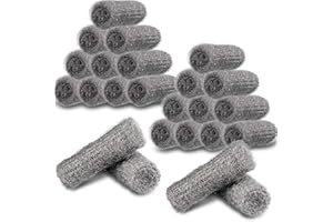 CYH Lana de Acero, 24 Piezas Flexible Grado 0000 Almohadillas de Lana Acero, Lana de Alambre de Acero Herramienta de Acero de Pulido, para para abrillantar, Limpieza, Hogar y Cocina