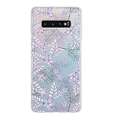 PrintiFy Samsung Galaxy S10 Plus ile Uyumlu Kapak Floral Lila Tasarımlı 1mm Fit Şeffaf Silikon Kılıf