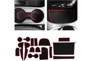 CupHolderHero for Kia Soul Accessories 2014-2019 Premium Custom Interior Non-Slip Anti Dust Cup Holder Inserts, Center Console Liner Mats, Door Pocket Liners 16-pc Set (Red Trim)
