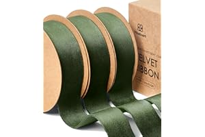 Vitalizart Rubans de Velours Vert Foncé 2,5 cm x 13,7 m, Ruban de Velours Double Face pour l'Emballage de Cadeaux, les Ornements de Noël, la Fabrication de Nœuds, l'Artisanat Fait à la Main
