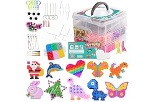 Kinyoda 10800 koralików do prasowania, 20kolorów, szablonów do układania, pergaminów do prasowania wielokrotnego użytku, 3-poziomowy pojemnik 5 mm, do rękodzieła, zabawka edukacyjna