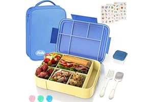 iNeibo Brotdose Kinder mit Fächern Lunchbox Kinder Brotdose mit Fächern Bento Box mit Soßenbox, Lunchtasche und Stickers Brotbox Jausenbox Snackbox Vesperbox Vesperdose für Schule