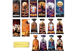 100 st Halloween-godispåsar med spetsar, presentpåsar i celluloofan för godis, kak- och godispåsar, spindel- och spökmotiv för barnfester, typ B