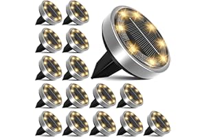 nipify Lampe Solaires Au Sol 16 Pièces, 8 LED Lumière Solaire Extérieur Jardin, Étanche Spot Solaire Extérieur Encastrables pour Terrasse Allée Chemin Pelouse Piscine Escaliers Passerelle[Blanc Chaud]