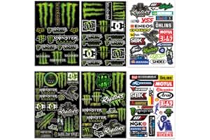 DINGFENG 6 Hojas Pegatinas Moto 20×21 cm – 4 Pegatinas Energy + 2 Vinilo Moto Impermeables para Cascos, Bicicletas, Scooters, Vinilo Decorativo Tuning Moto y Coche Personalizado