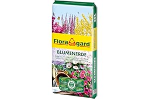 Floragard Blumenerde 20 Liter - Premium Universalerde mit Ton und Langzeitdünger - mit regionalen nachwachsenden Rohstoffen - für Zimmerpflanzen, Terrasse und Garten