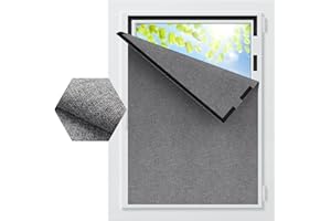 BKSAI Upgrade Blackout Blind, Wrinkle-Free Linen Material | No Plastic Feel | Complete Darkness | Heat & Cold Resistant | Stick on for Windows with Strong Hook & Loop Tape | No Drill | Cut to Size