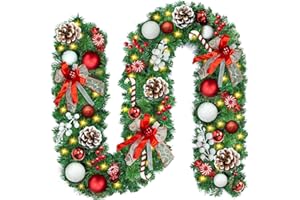 MAISITOO Girlanda choinkowa 2,7 m, sztuczna girlanda bożonarodzeniowa LED, dekoracja 30 diod LED, girlanda bożonarodzeniowa z oświetleniem, wisząca girlanda, dekoracja bożonarodzeniowa do kominka, drzwi schodowych, drzwi, drzewa, ogrodu