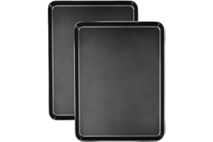 Onader Non-Stick Baking Tray Set of 2, Large Carbon Steel Baking Sheet Pan, 40.5x30.6x2.5cm, Rectangle Traybake Tin for Cookies, Focaccia, Roasting and Cooking, Healthy & Non-Toxic, Easy Clean