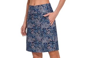 M MOTEEPI Tennisrock Damen 20'' Knielang Rock Mit Hose Drunter Damen Hohe Taille Hosenrock Skort Skirt for Women Golfrock Sportrock Midi Rock Damen Sommer Mit Taschen Innenshorts