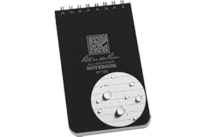 Rite in the Rain Waterproof Paper Universal Pocket Top Wire Bound Spiral Notebook Black 100 Pages 50 Sheets Imperial & Metric Ruler 3 x 5 Inch