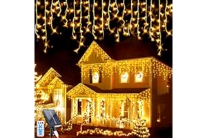 GHONLZIN Solarny łańcuch świetlny LED, 8 m, 264 diody LED, solarny łańcuch świetlny ogrodowy, 44 szt., solarne lampki dekoracyjne w kształcie sopli lodu, wodoodporne, na podwórko, do ogrodu, na