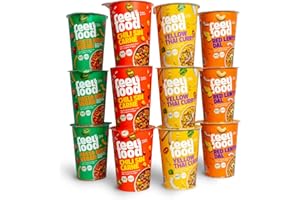 ‎FEELFOOD Feel Food - BIO Instant Lunch vegan 12er Set Probierpaket - Bestehend aus Chili Sin Carne, Thai Curry, Vegan Bolo, Red Lentil - Fertiggericht proteinreich & sättigend – Ohne Konservierungsstoffe