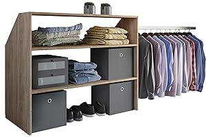 VCM Wood Open Wardrobe Walk-in Clothes Rack Sloping Shelf Dacho l Wood Open Wardrobe Walk-in Clothes Rack Sloping Shelf Dacho l Sonoma oak