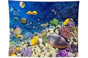 izielad Hippie Tapisserie Art Tentures Murales Enfants Tapisseries Coloré Monde sous Marin Poissons Tropicaux Corail 150X200 CM 59X78.7IN