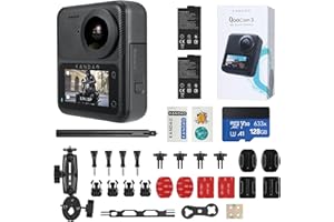 KanDao QooCam 3 Action Camera, Moto Combo, 5.7K 62MP Foto 60fps Flawless 360 Video Camera, Dual 1/1.55 "Sensori meglio per la registrazione Vlog Camera, Super stabilizzazione impermeabile