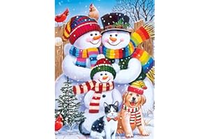 DOMROM Diamond Painting Art, Christmas Diamond Painting Kits for Adults, Snowman Family Diamonds Gem Art DIY 5D Full Round Drill Animal Diamond Dots Painting Arts and Crafts Home Wall Decor 30X40cm