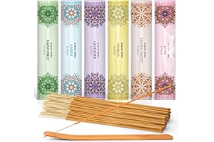 ‎LA BELLEFÉE LA BELLEFÉE Räucherstäbchen Set 120 Sticks, 6 Boxen mit 6 Düfte - Sandelholz, Lavendel, Bernstein Moschus, Rose, Regenwald, mit 1 x Räucherstäbchenhalter