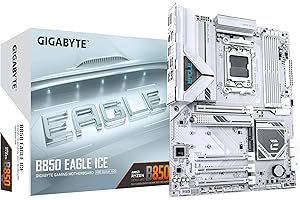 GIGABYTE B850 Eagle Ice Carte Mère – Processeurs AMD Ryzen série 9000, VRM numérique 8+2+2 Phases, Jusqu’à 8200 MHz DDR5 (O.C), 1 x M.2 PCIe 5.0 + 2 x M.2 PCIe 4.0, LAN 2.5 GbE, USB 3.2 Gen 2