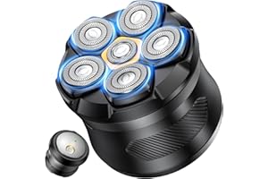 RWSRW Afeitadora Cabeza Hombre,Maquina Afeitar Cabeza Impermeable IPX7 Aafeitadora Cabeza 6D Cabezales Magnéticos Maquinilla Afeitar Cabeza en Seco con Pantalla LED,Type-C