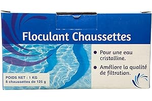 BLUE POINT COMPANY Floculant en Chaussettes pour Piscine – Clarification Efficace pour Filtres à Sable, Boîte de 1 KG – 8 Chaussettes de 125g