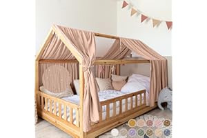 lilimaus Hausbett Himmel mit Gold Applikation [in 12 Farben] Betthimmel Hausbett aus 100% Baumwolle Musselin - Stoffhimmel für Hausbett Deko Mädchen & Jungen - Himmel für Hausbett Kinderbett Vorhang