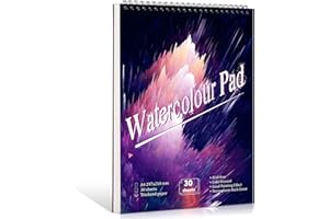 NAKIYO Watercolour Paper A4, 30 Sheets Watercolour Sketchbook Drawing Pad, 220GSM Acid Free Textured Paper, Art Supplies for Artist, Cold Pressed Art Pad for Teens Kids Student Adults-Star