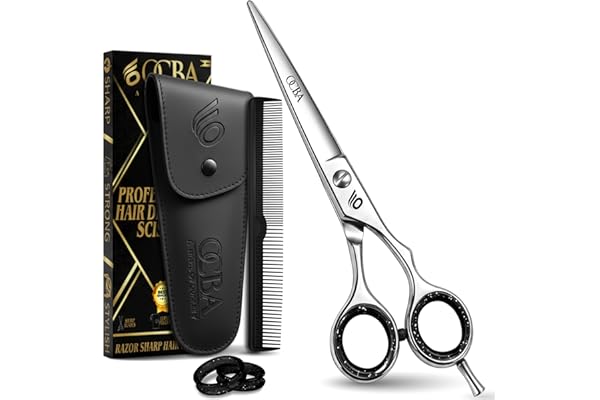 OCBA Ciseaux de Coiffure Professionnels 6 Pouces en Acier Inoxydable Ciseaux de Coupe pour Salon Hommes Femmes et Enfants (6 pouces argenté)