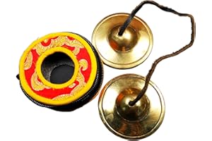 Gandhanra Tibetan Tingsha Bell Set - Tibetan Cymbals - for Sound Healing, Yoga, Meditation, and Mindfulness,Handmade in Nepal,Made of Brass,Plain Pattern,6.5cm/2.6 inch