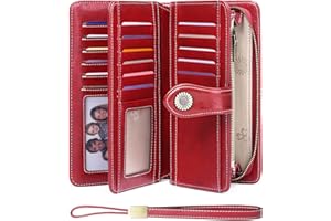 Portfel damski SENDEFN, portfel skórzany, duży, damski, z ochroną RFID, o dużej pojemności, długi portfel, z gniazdami na karty 24 i portfelem, odpinaną opaską na rękę, L, portfel blokujący RFID