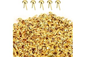 JYCONNECTS 300 Stück Goldene Musterbeutelklammern– 8mm Rundkopfklammern mit Prong- Metallklammern für Handtaschen, Geldbörsen, Kleidung & DIY Lederarbeiten