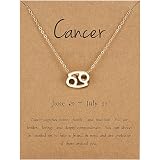 Young & Forever 18K Gold Plated 12 Zodiac Sign Constellation Letter Pendant Necklace for Women Girls, 18" Birthday Gift: 